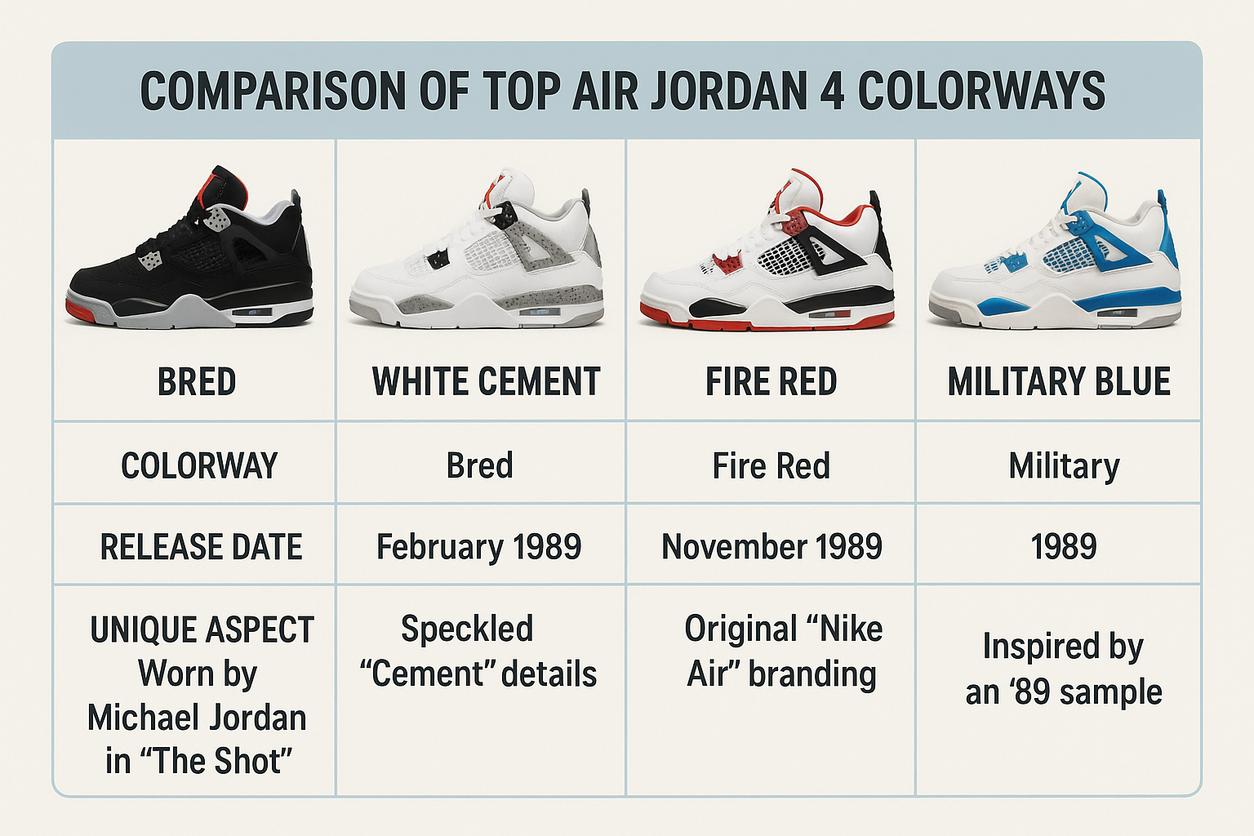 Air Jordan 4 Comparison Table